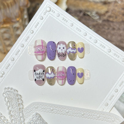 Themed Press-On Nail Art Set with Hello Kitty Designs Acalora