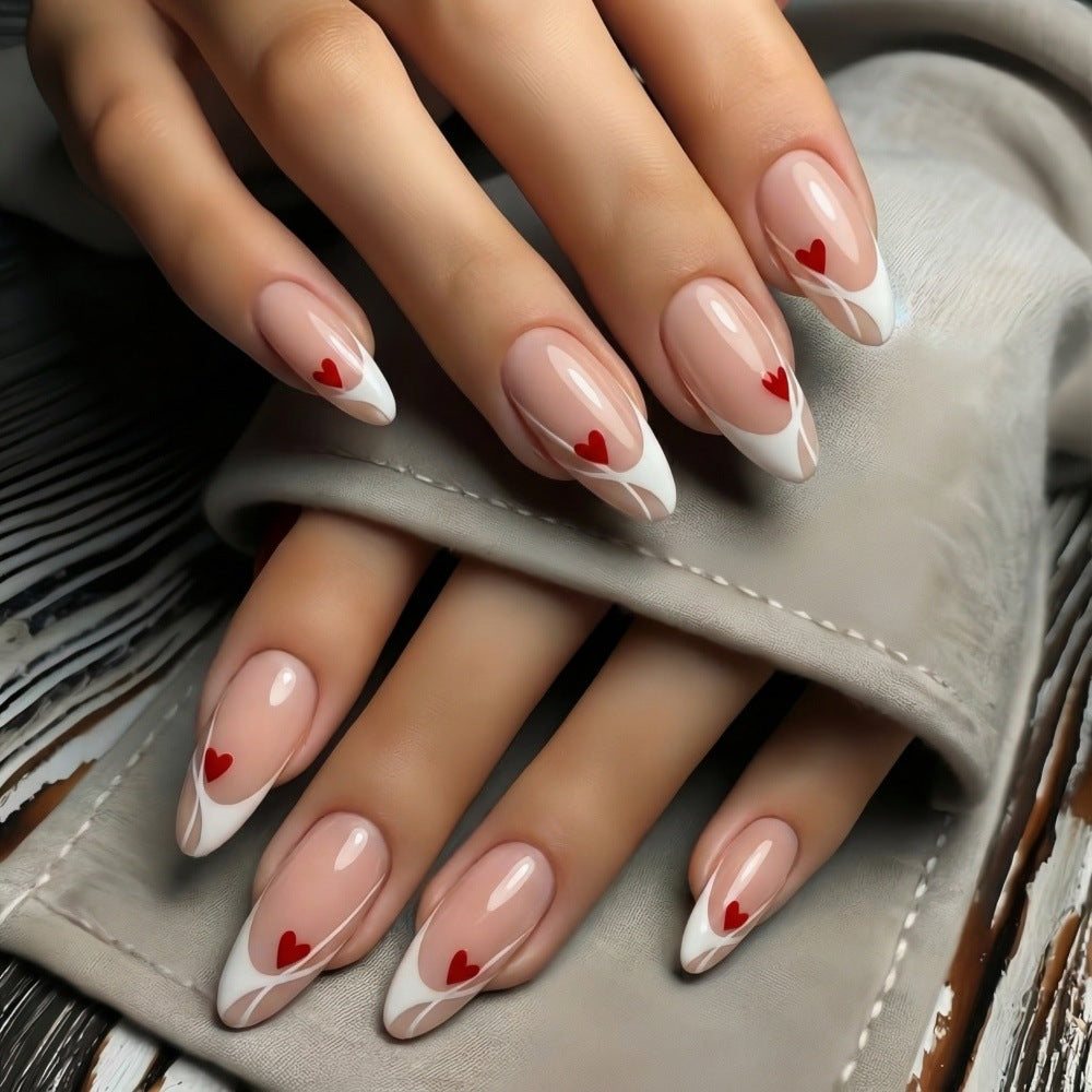Artificial nails with romantic heart design Acalora