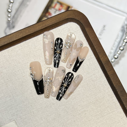 Elegant Butterfly-Inspired Press-On Nail Art Set Acalora