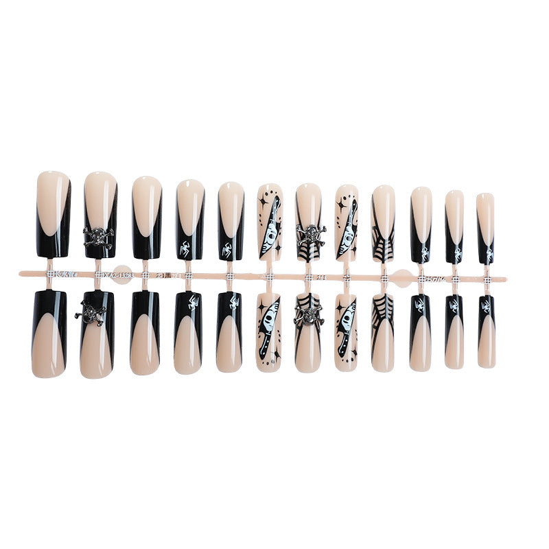 Artistic Press-On Nail Set with Unique Gothic Designs Acalora