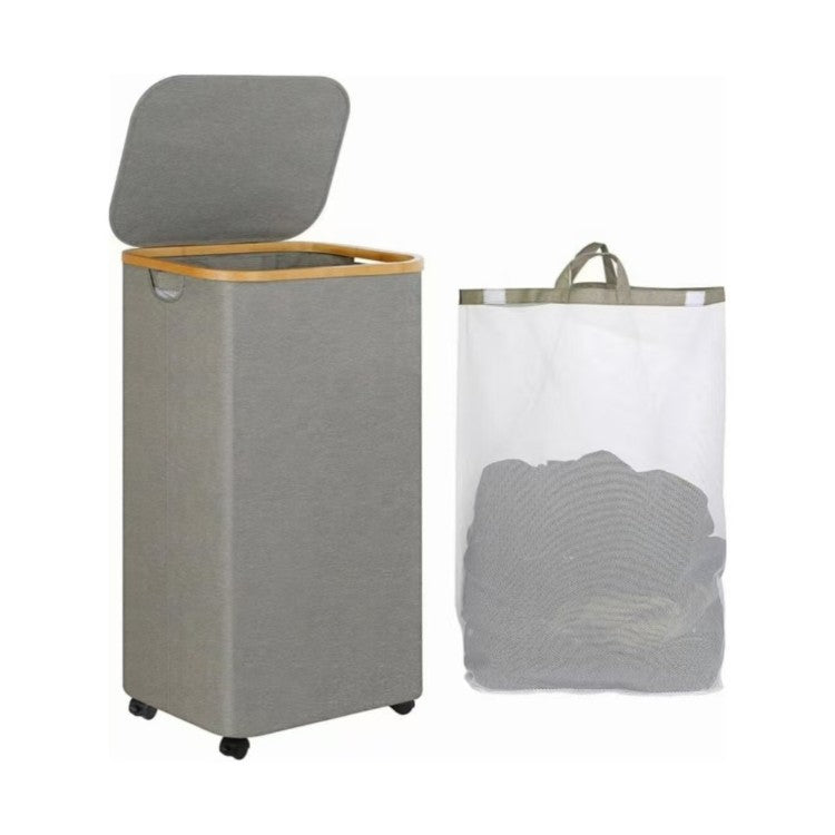 Elegant laundry container with practical lid and carrying system Acalora