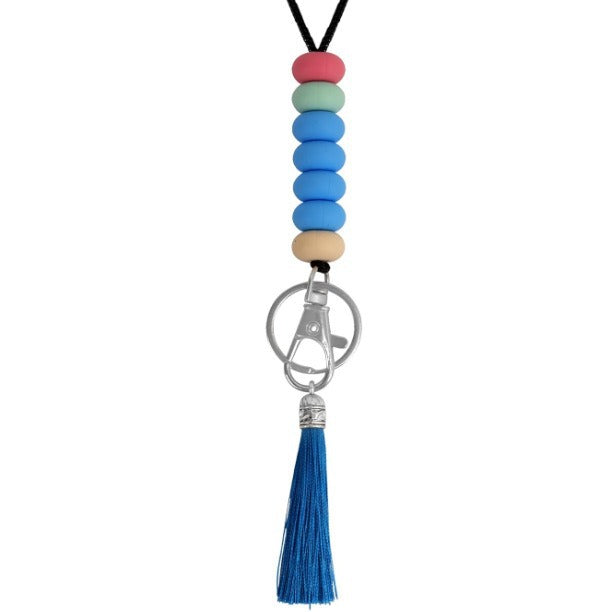 Colorful Beaded Keychain Lanyard with Tassel Acalora