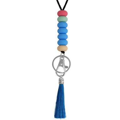 Colorful Beaded Keychain Lanyard with Tassel Acalora