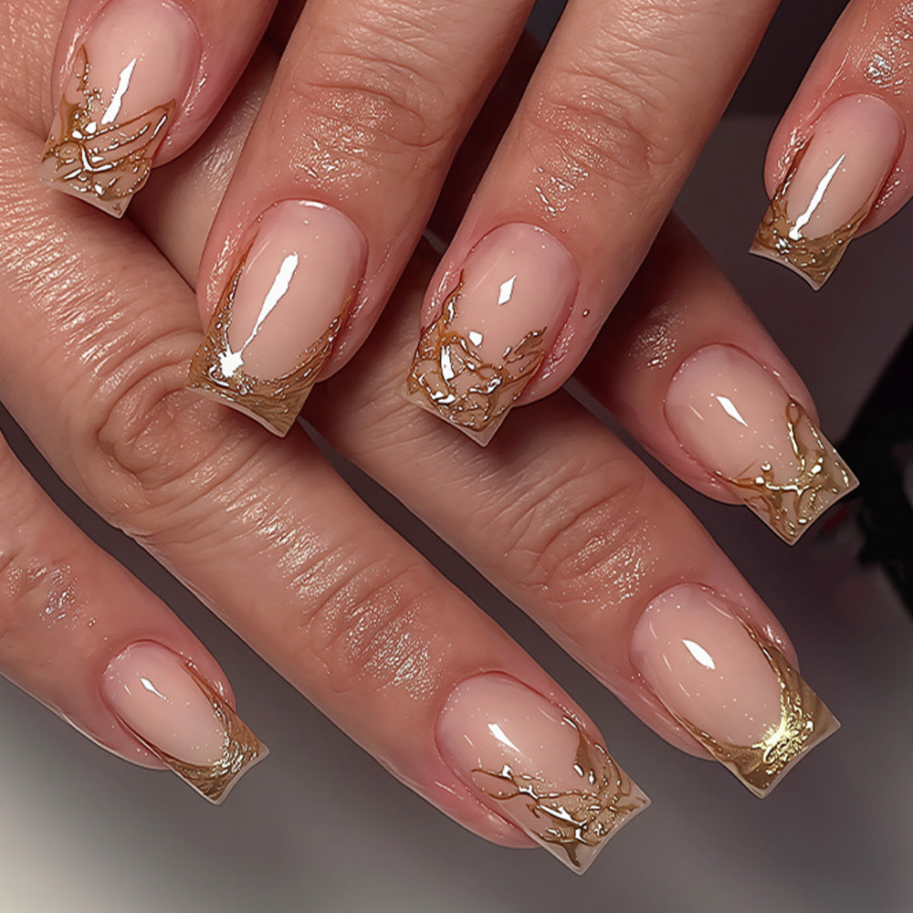 Elegant Marble Tip Acrylic Nail Set Acalora