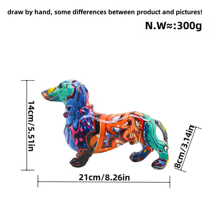 Colorful decoration figure of a dachshund in graffiti style Acalora