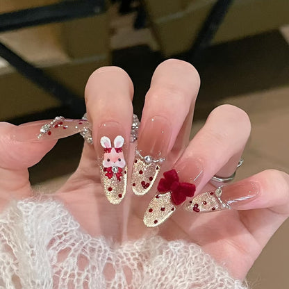 Glamorous artificial nails with creative embellishments Acalora