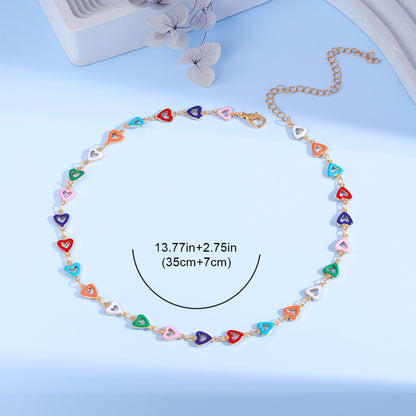 Colorful Heart Charm Anklet Acalora