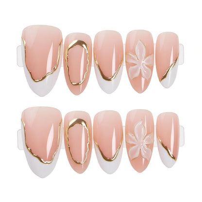 Elegant Press-On Nail Set with Gold Accents Acalora