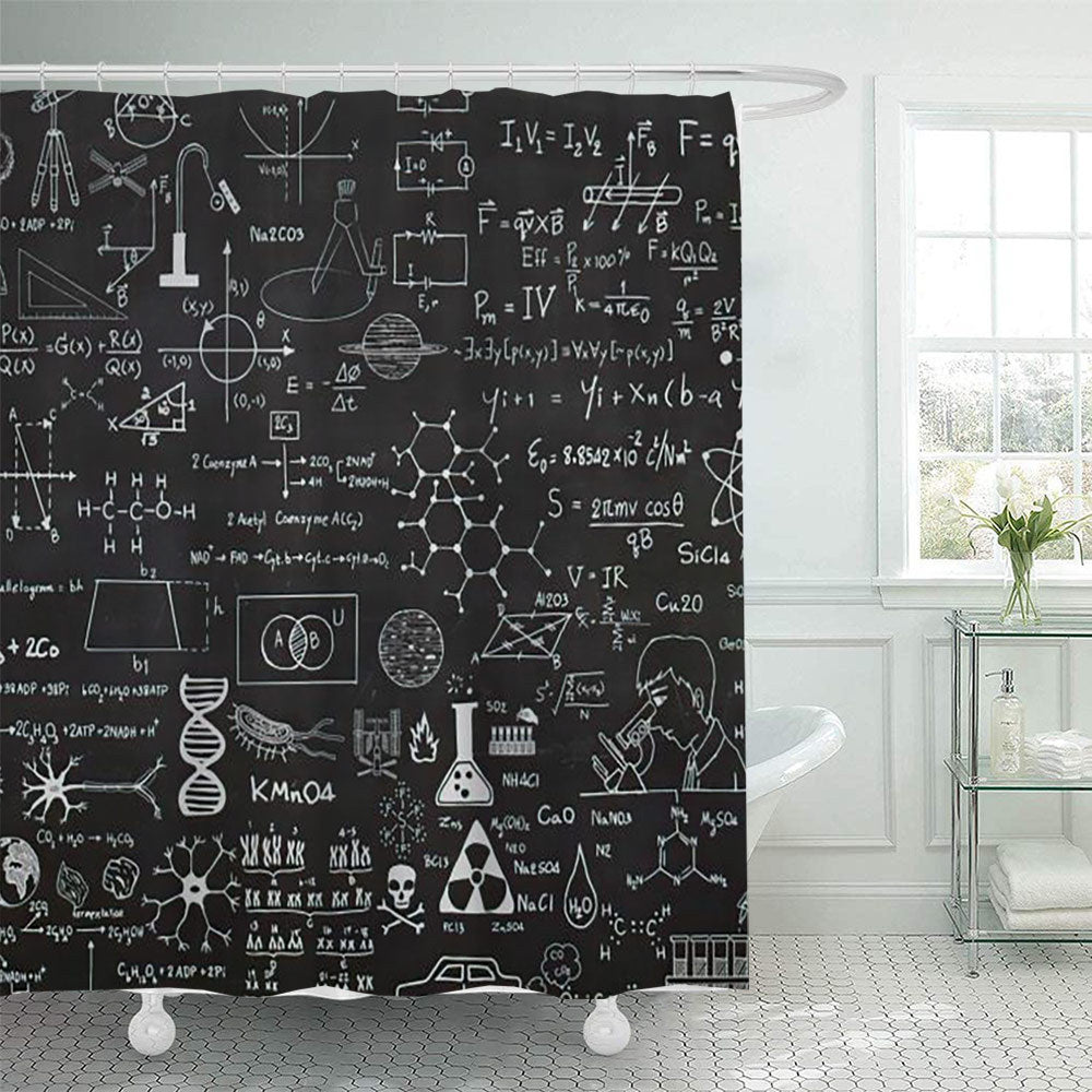 Shower Curtain with Scientific Equation Design