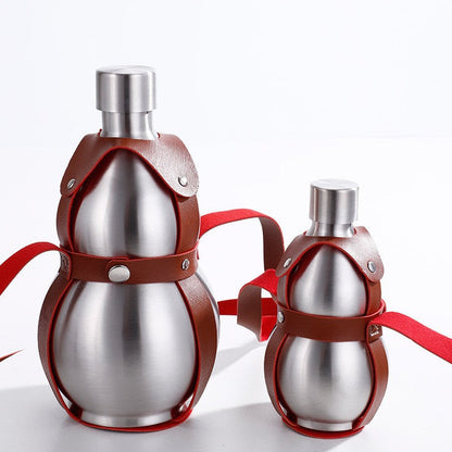 Women's stainless steel water bottle with trendy leather strap Bowlift