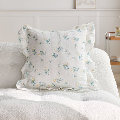 Decorative Ruffled Floral Throw Pillow