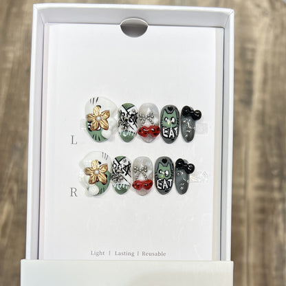 Playful Character Design Press-On Nail Art Set Acalora