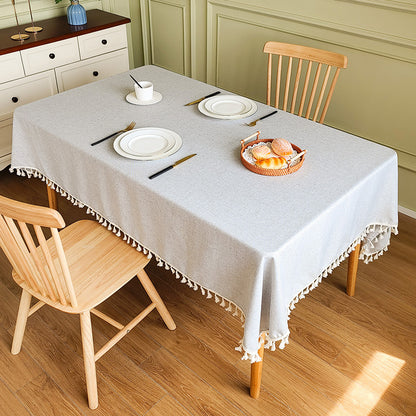 Decorative Tablecloth with Tassel Trim