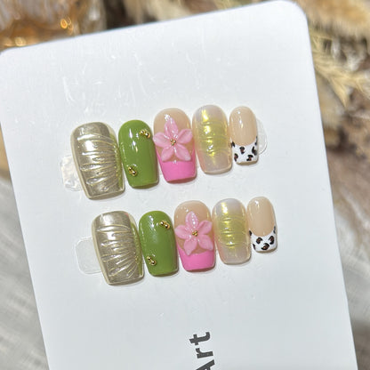 Designer Floral Acrylic Press-On Nail Set Acalora