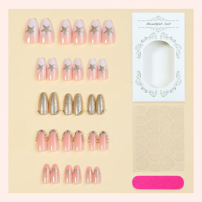 Glamorous Press-On Nail Art Set with Rhinestone Accents Acalora
