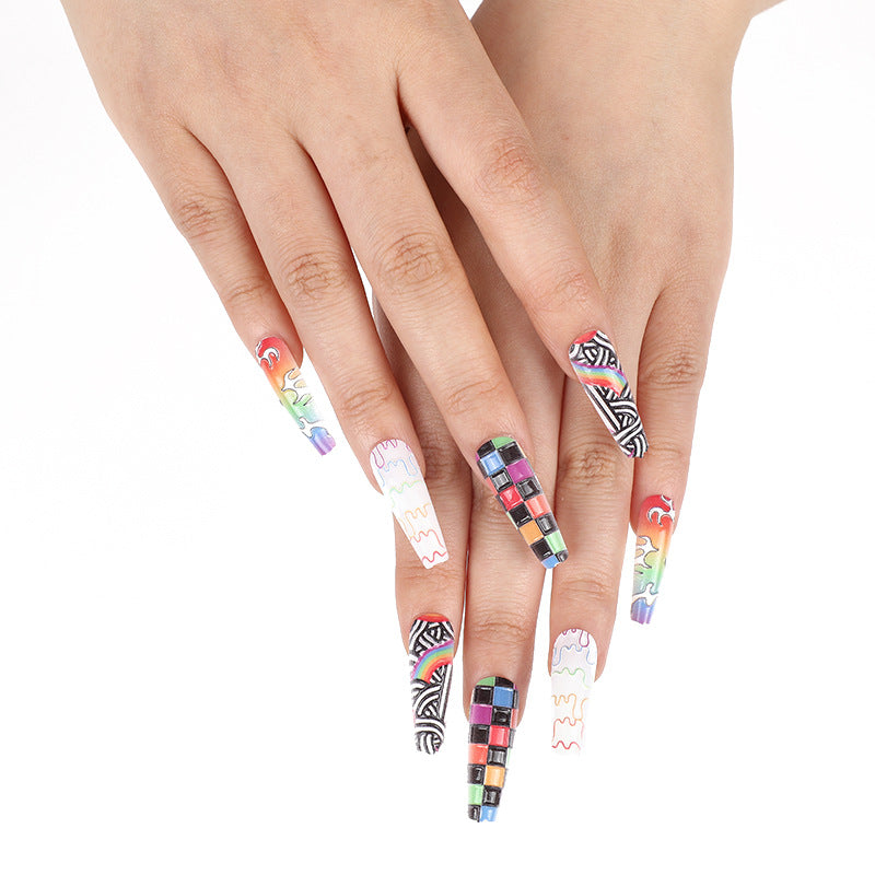 Luxury style artificial nails with intricate decorations Acalora