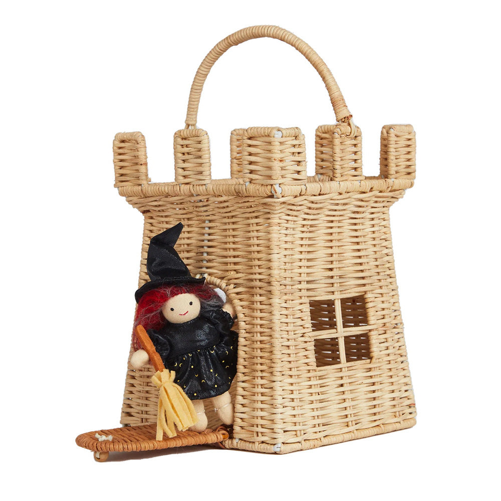 Castle-Shaped Woven Storage Basket Acalora