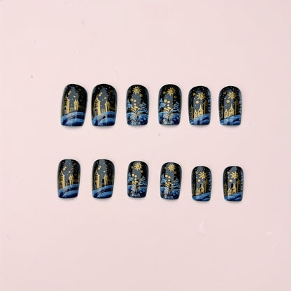 Festive Winter Scene Nail Art Acalora