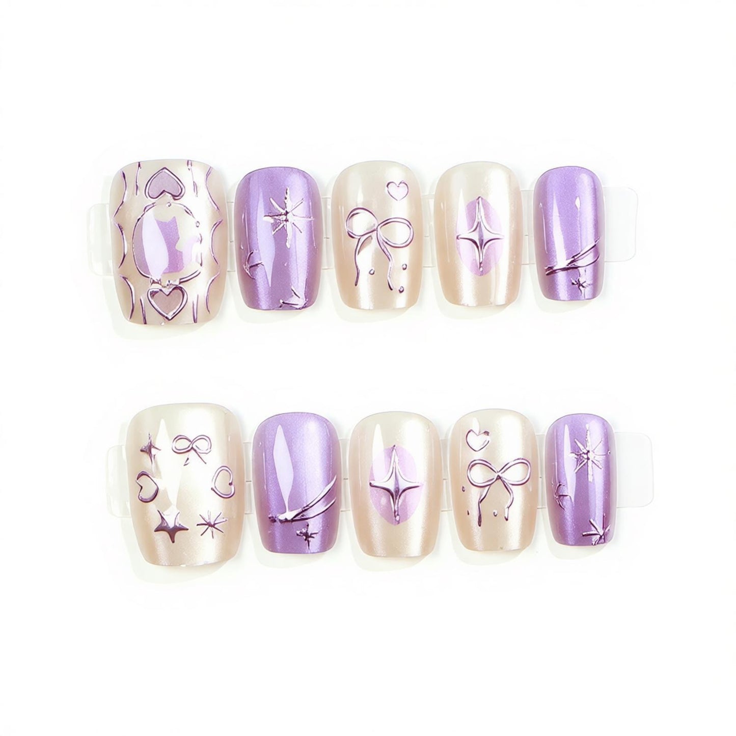 Decorative Press-On Nail Set with Artistic Designs Acalora