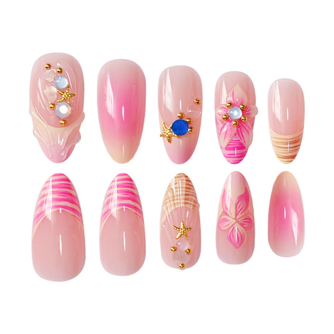 3D Floral Accented Press-On Nail Art Acalora