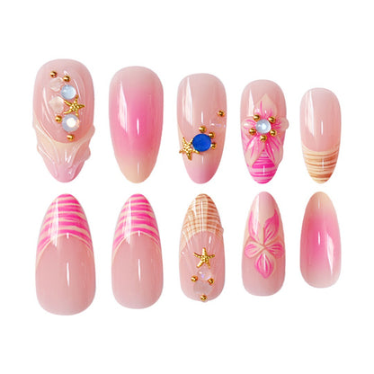 3D Floral Accented Press-On Nail Art Acalora