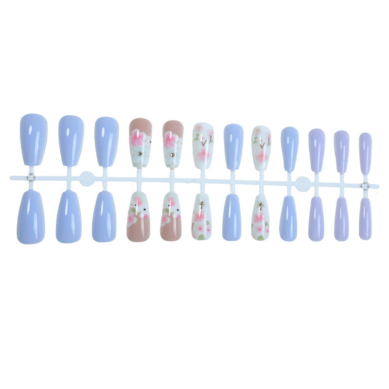 Elegant Press-On Nail Set with Floral Accents Acalora 1788496046
