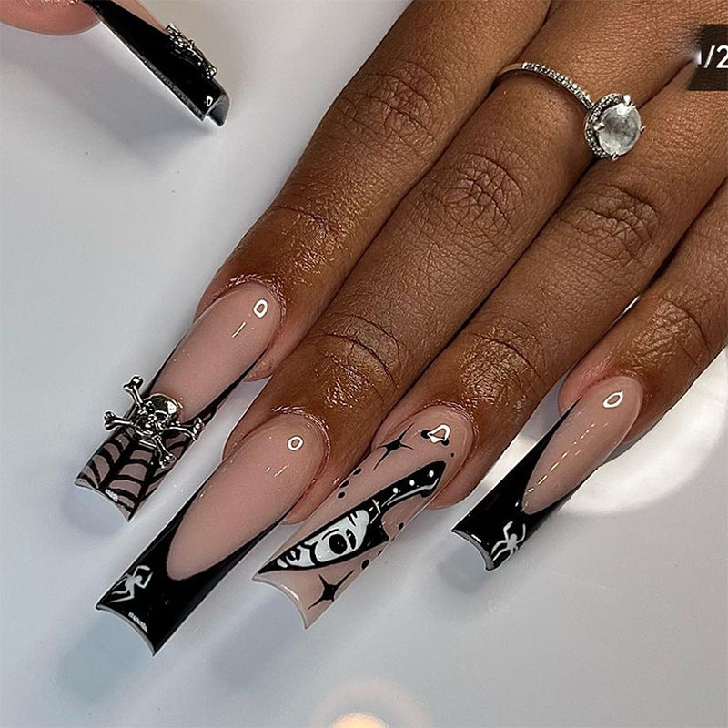 Artistic Press-On Nail Set with Unique Gothic Designs Acalora