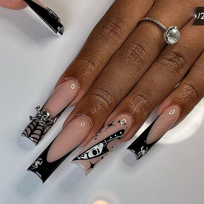Artistic Press-On Nail Set with Unique Gothic Designs Acalora