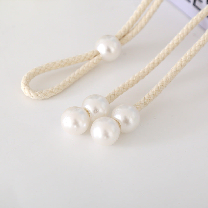 Elegant curtain tieback with pearl trim Acalora