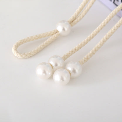 Elegant curtain tieback with pearl trim Acalora
