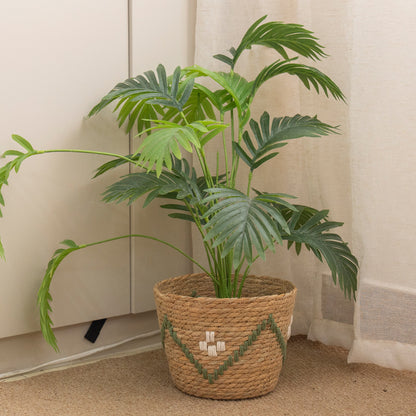 Handwoven decoration basket with colorful pattern