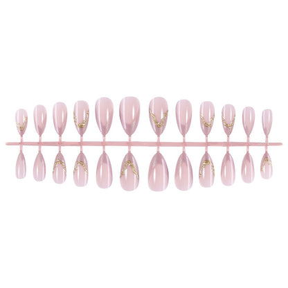 Elegant Press-On Nail Set with Gold Accent Design Acalora