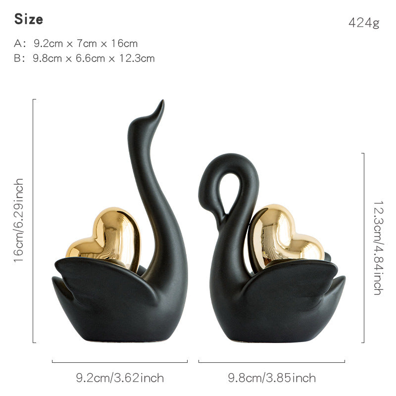 Elegant and romantic swans decorative figure Acalora
