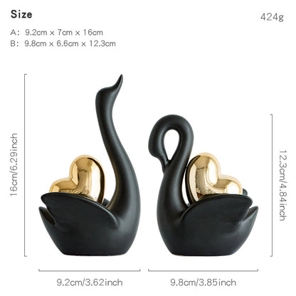 Elegant and romantic swans decorative figure Acalora