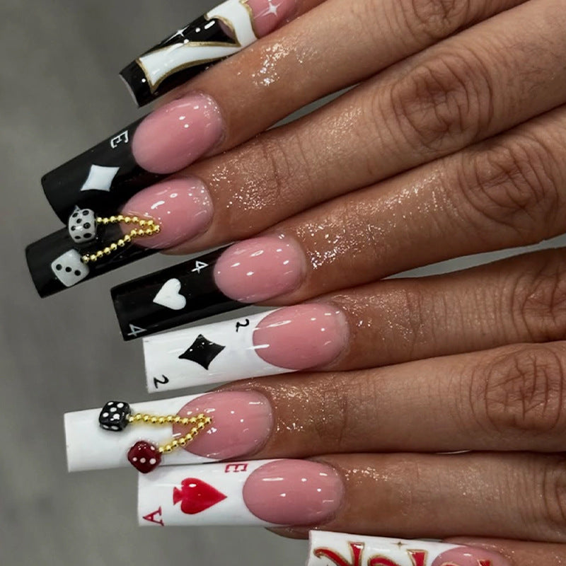 Stylish Playing Card Themed Press-On Nails Acalora