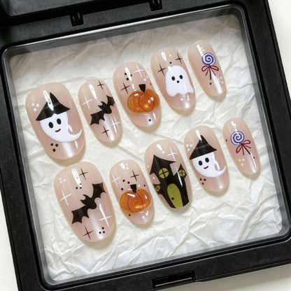 Halloween-Themed Artistic Press-On Nail Set Acalora