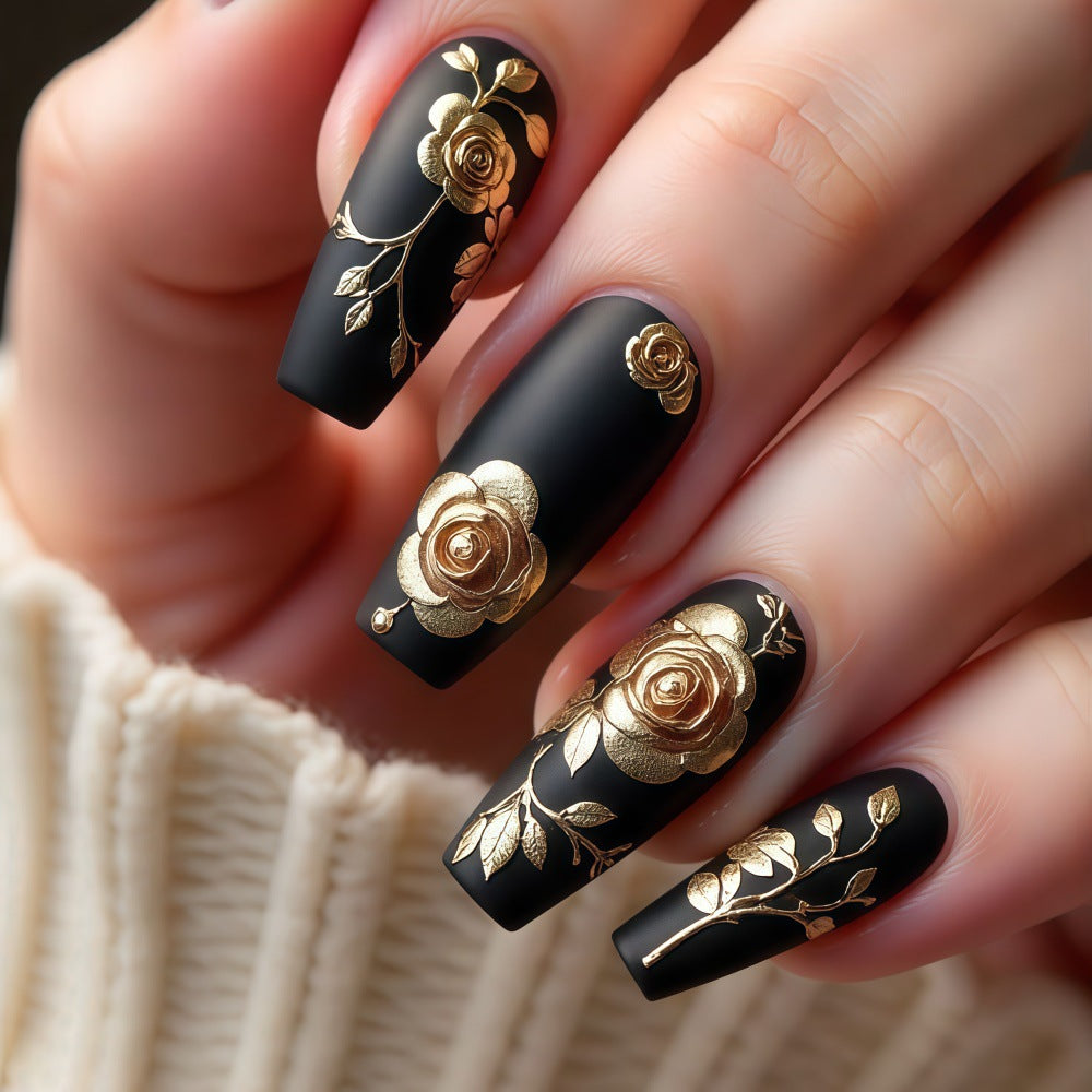 Artful nail tips with floral accents Acalora