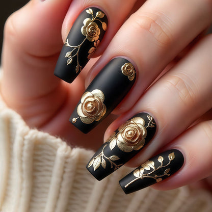 Artful nail tips with floral accents Acalora