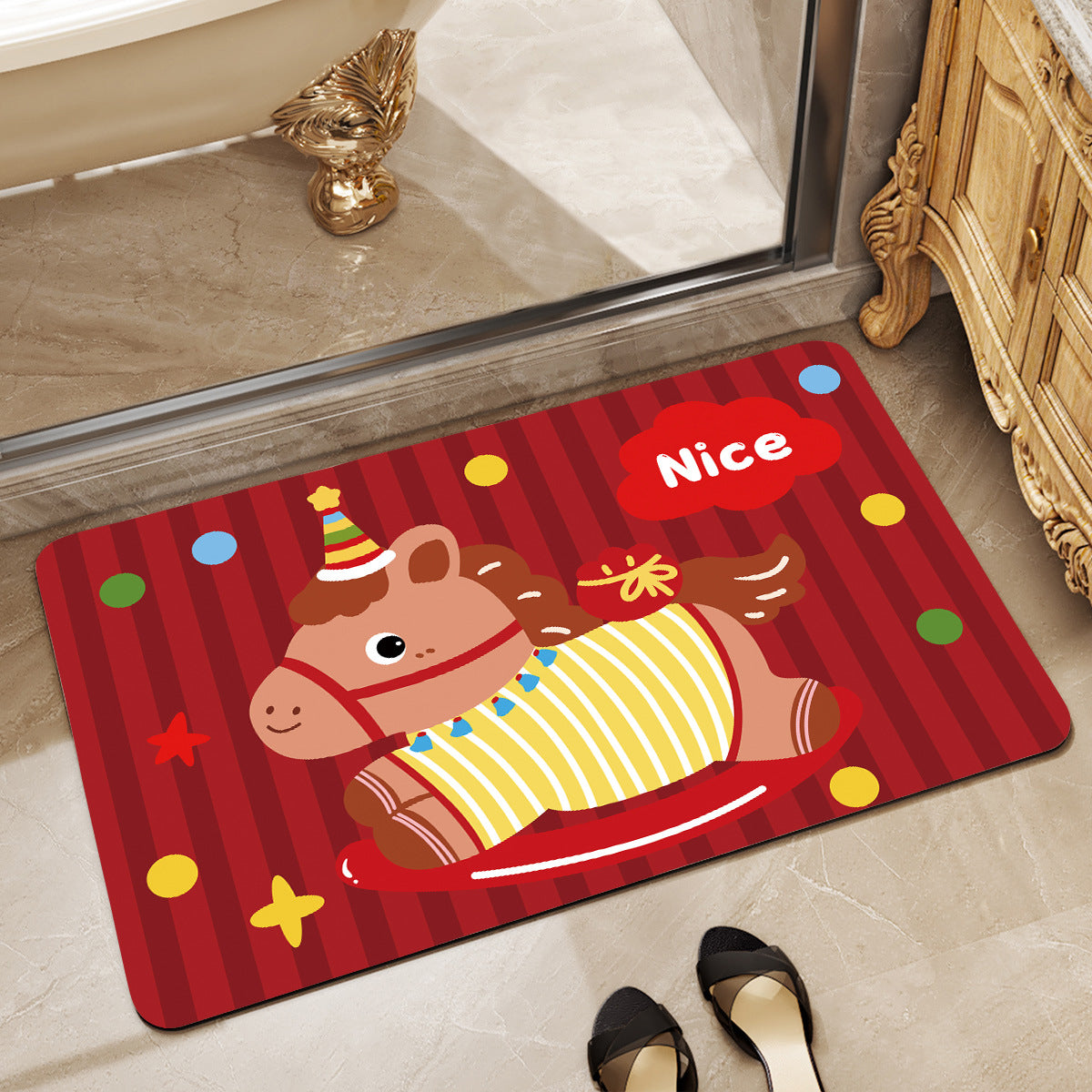Playful Horse-Themed Memory Foam Bath Mat Acalora