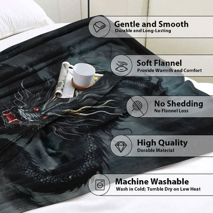 Artistic Dragon-Themed Fleece Blanket
