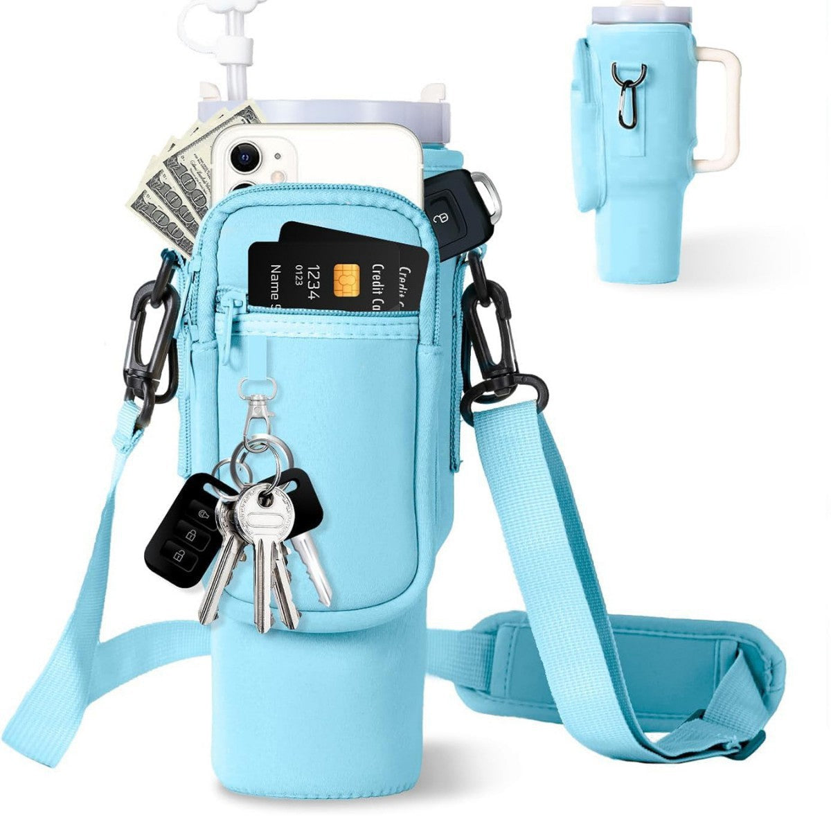 Ladies trendy and sparkling drinking bottle with shoulder bag Bowlift