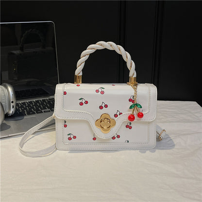 Playful Cherry Print Mini Satchel Handbag Acalora