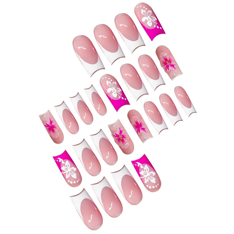 Floral Accent Decorative Press-On Nails Acalora