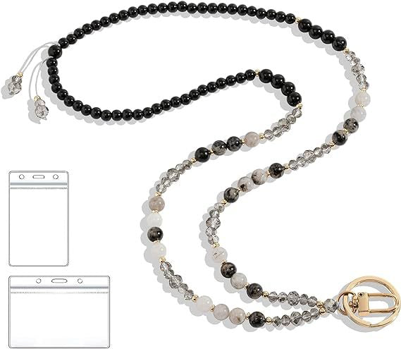 Beaded Lanyard with Retractable ID Holder Acalora