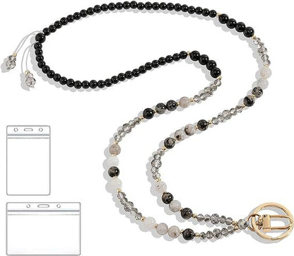 Beaded Lanyard with Retractable ID Holder Acalora