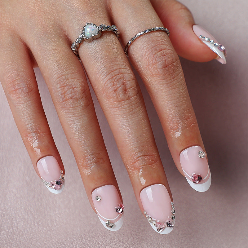 Glamorous Rhinestone-Embellished Press-On Nail Set Acalora