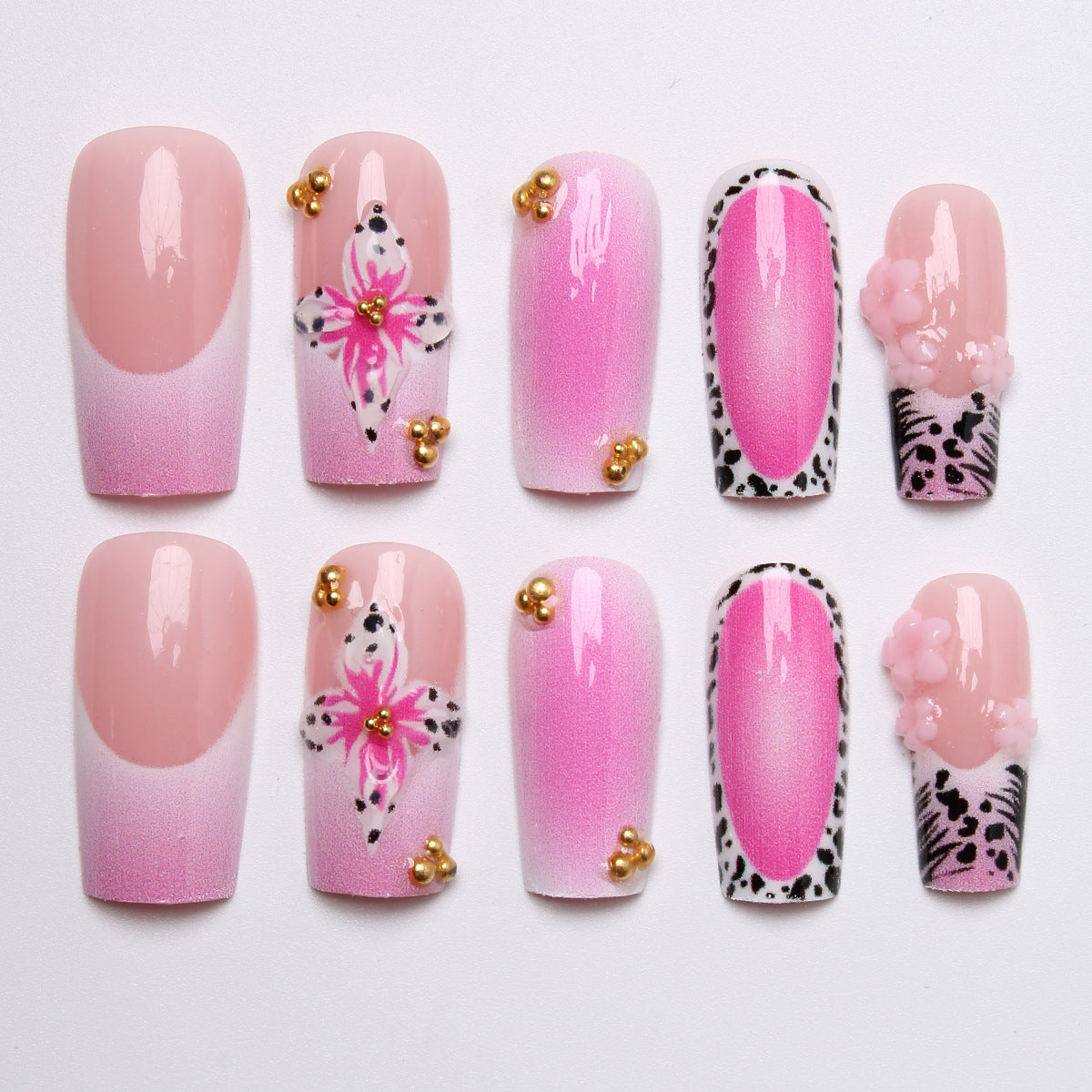 Nail art set with floral and glamorous accents Acalora