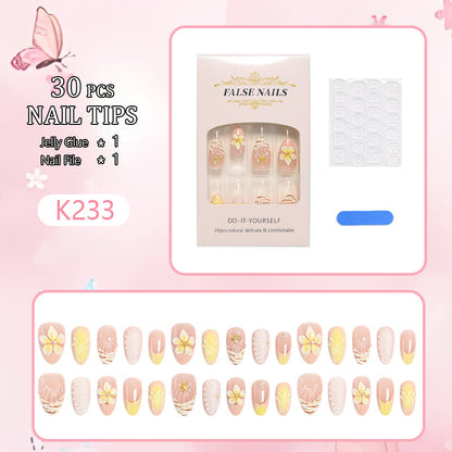 Artificial nails in luxurious flower and gold design Acalora