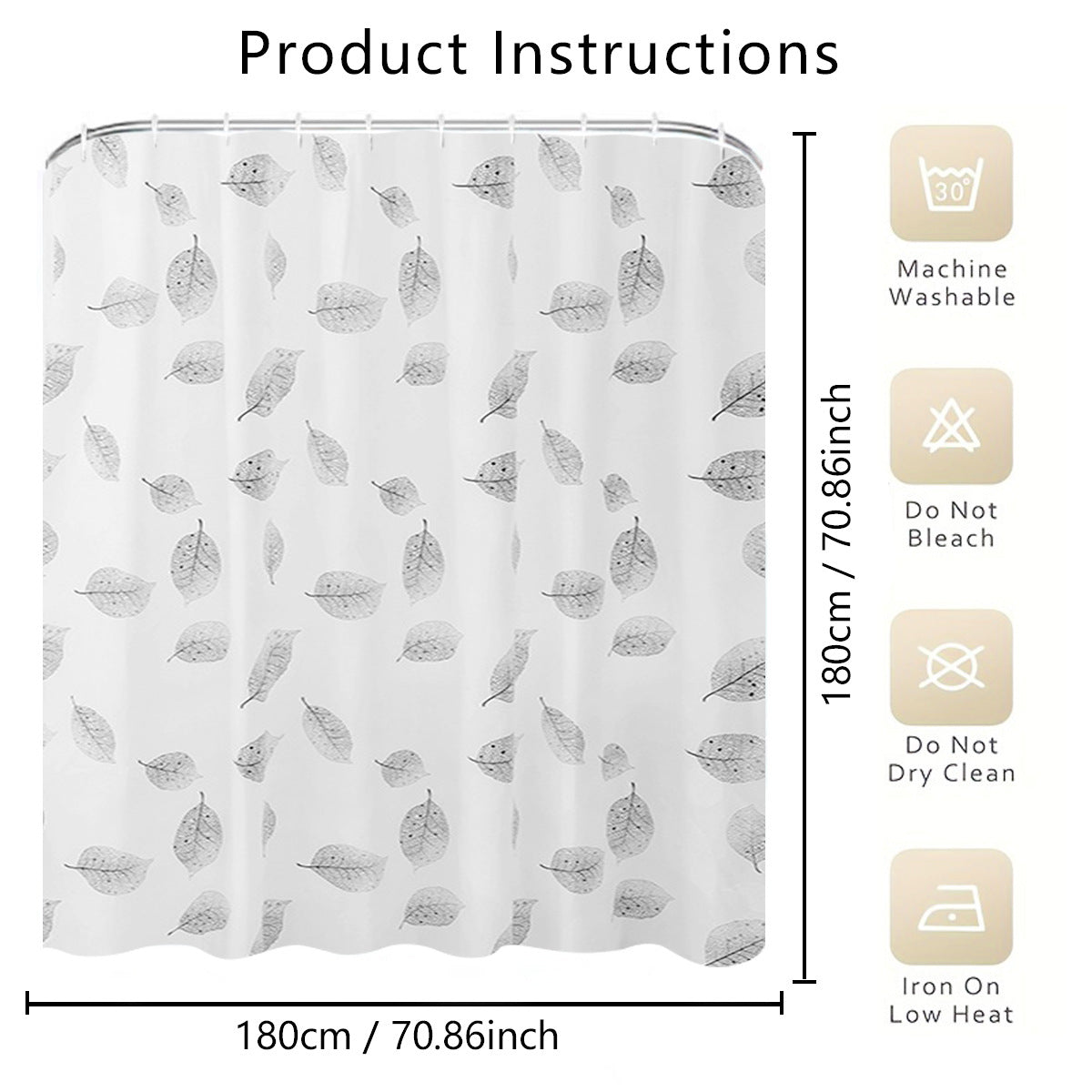Leaf-Patterned Shower Curtain