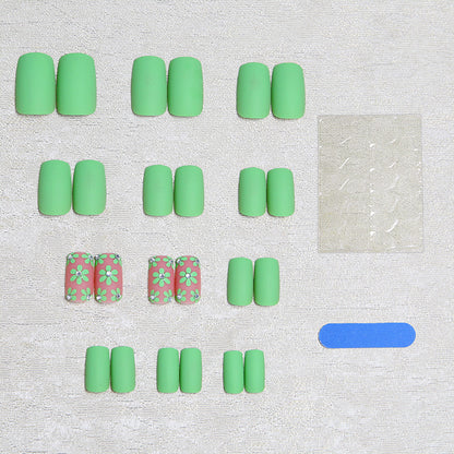 Artificial nail set with floral designs and matte finish Acalora